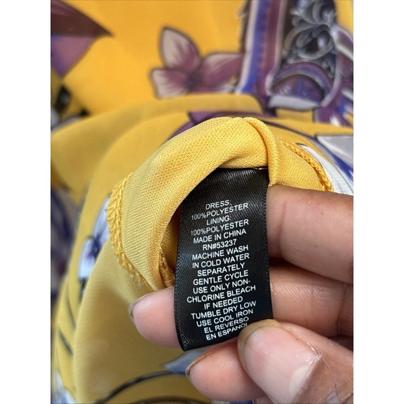 Mlle Gabrielle Maxi Dress Womens Plus Size 3X Yellow Floral High Low Helm - Picture 3 of 5